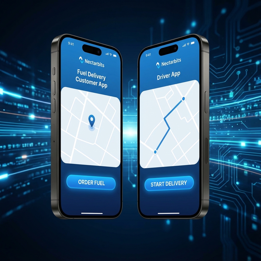 Fuel Delivery Mobile App Interface for Customers and Drivers